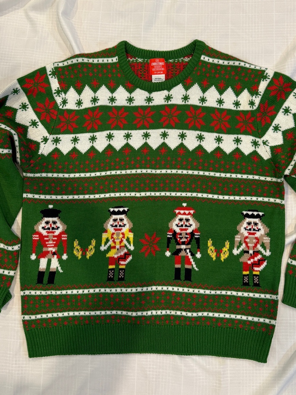 My Christmas Party Sweater Green Nutcracker Soldier Ugly Christmas Sweater XL